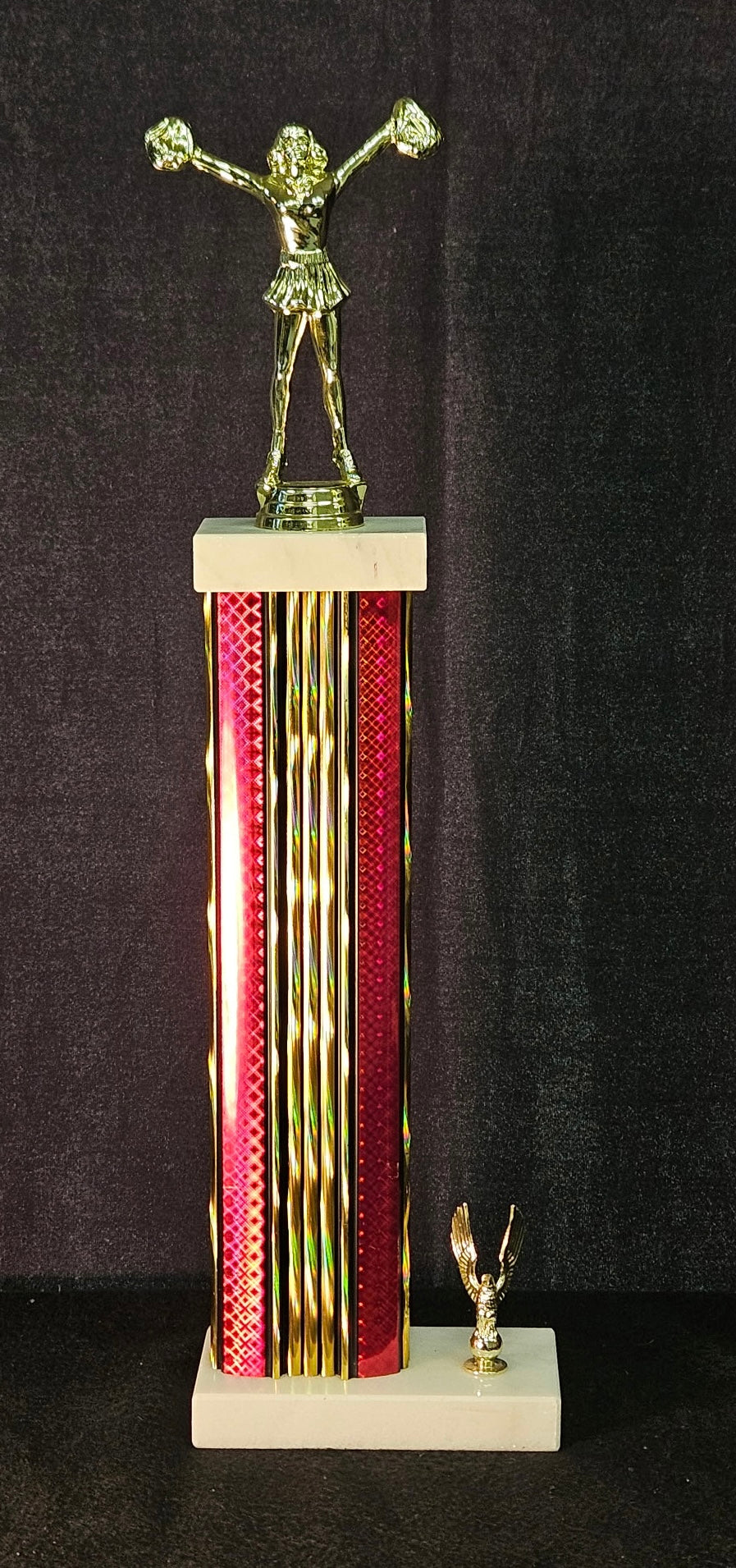 Rectangle trophy with side trim.  Pick Your Color and Figurine