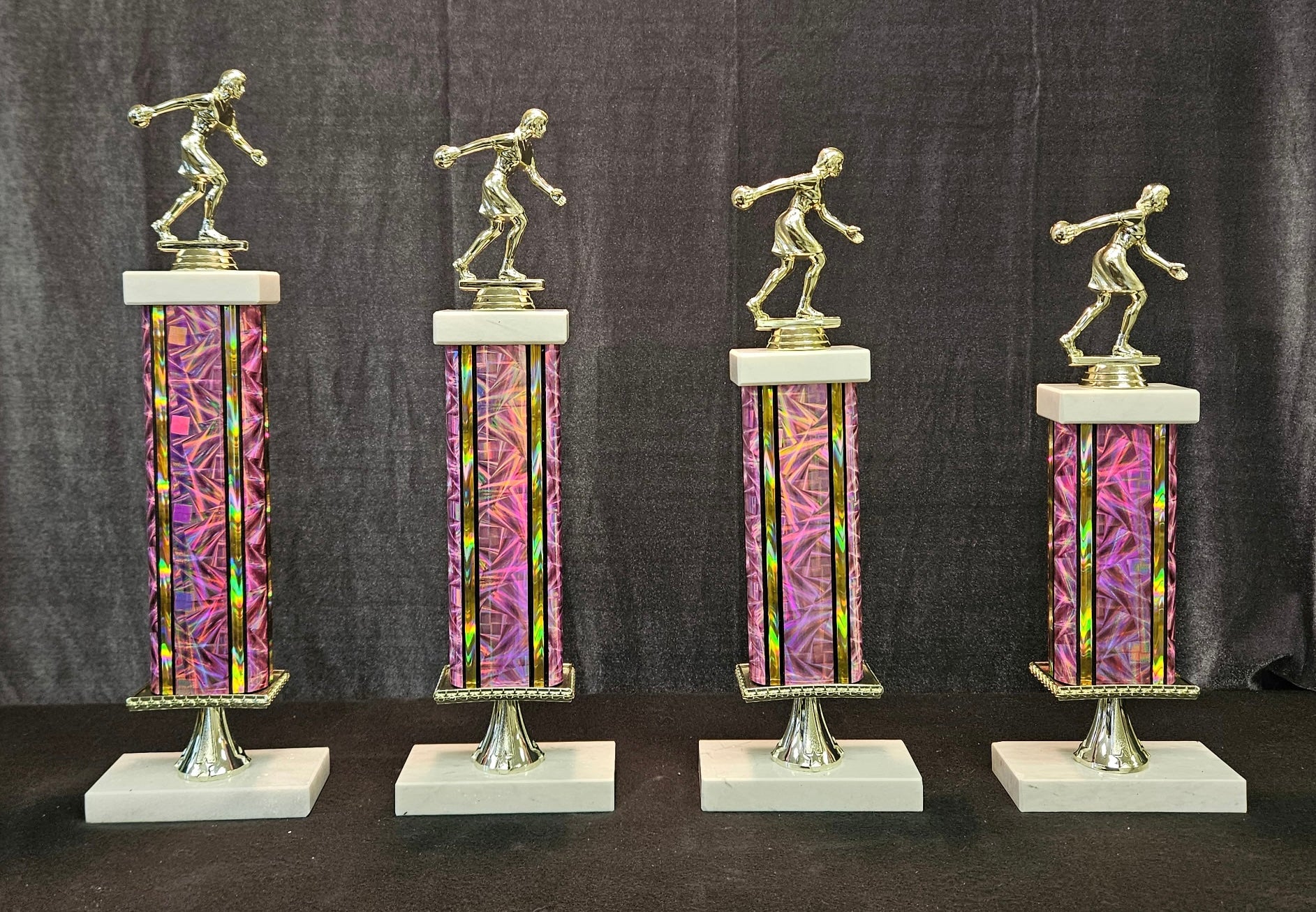 Rectangle trophy column with stem.  Pick your color and figurine