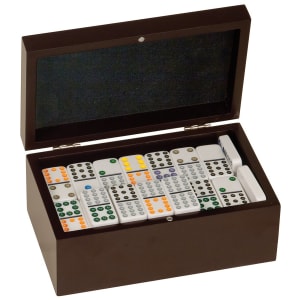 Rosewood Finish Double Twelves Dominos Set with 91 Dominos