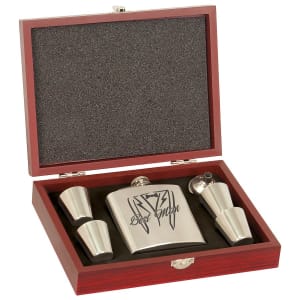 Rosewood Finish Flask Set