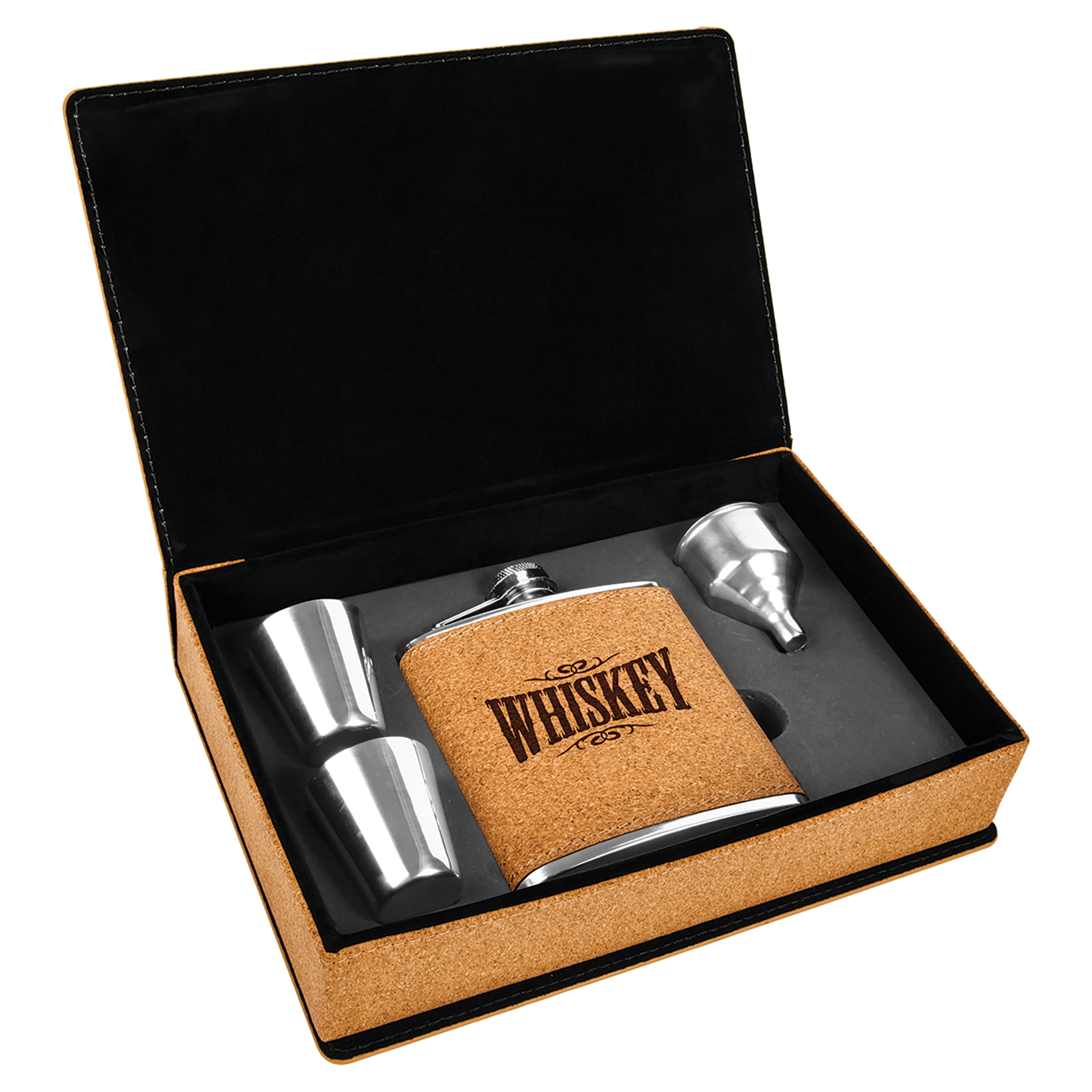 6 oz. Laserable Leatherette Flask Gift Set