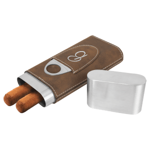 Laserable Leatherette Cigar Case with Cutter