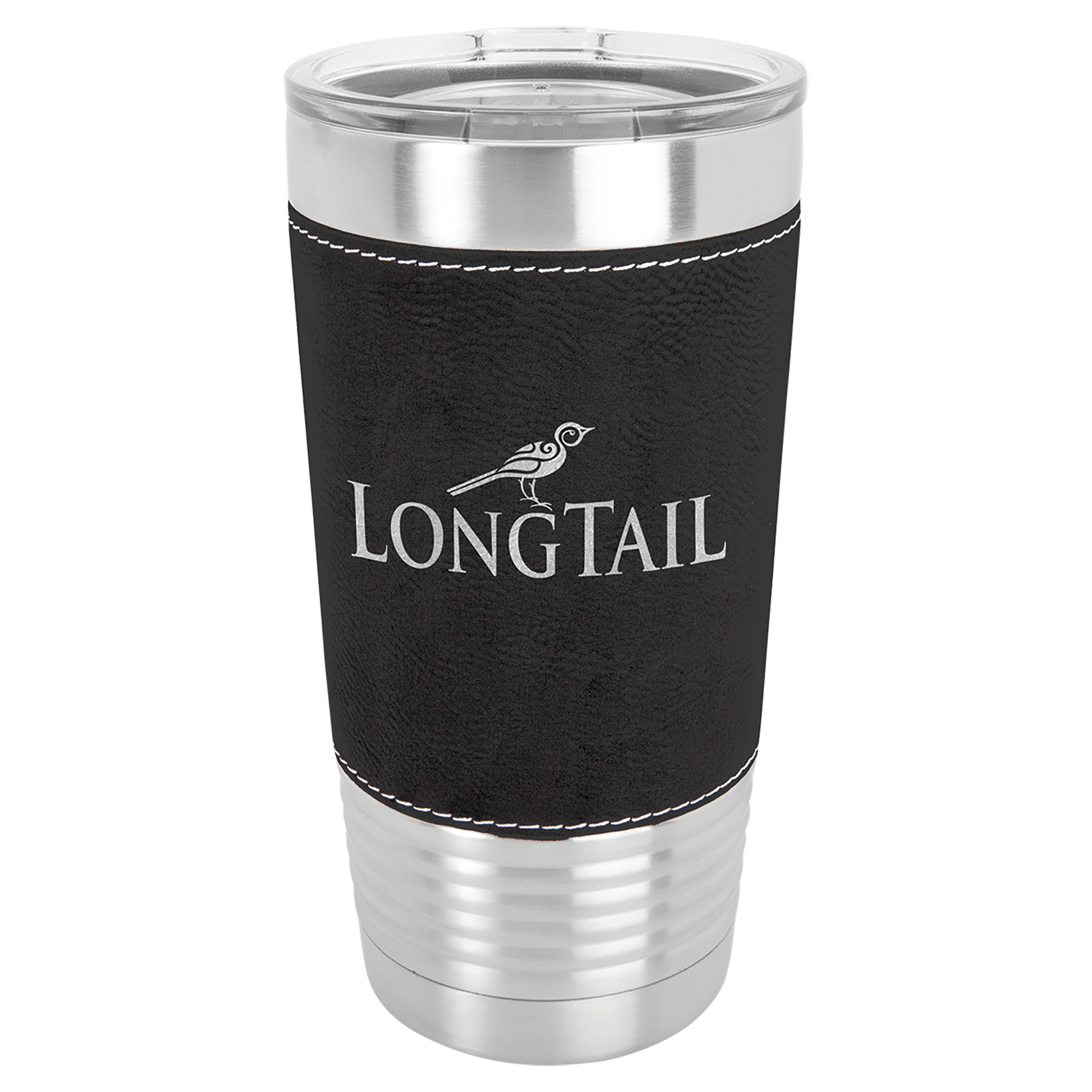 20 oz. Light Brown Laserable Leatherette Tumbler with Clear Lid